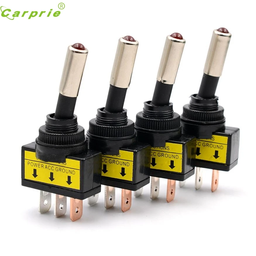 

New Arrival 4Pcs 12V 20A Car Auto Red LED Light Toggle Rocker Switch 3Pin SPST ON/OFF Sales jr22