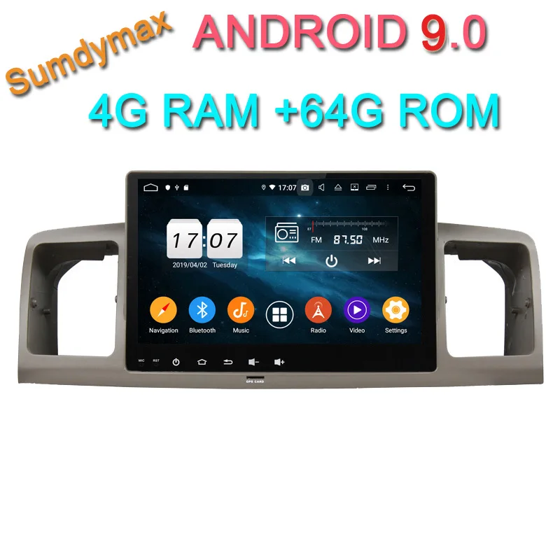 Excellent 9inch octa core android 9.0 car multimedia player for toyota universal 2010-2014 car dvd radio with gps navigation wifi audio 0