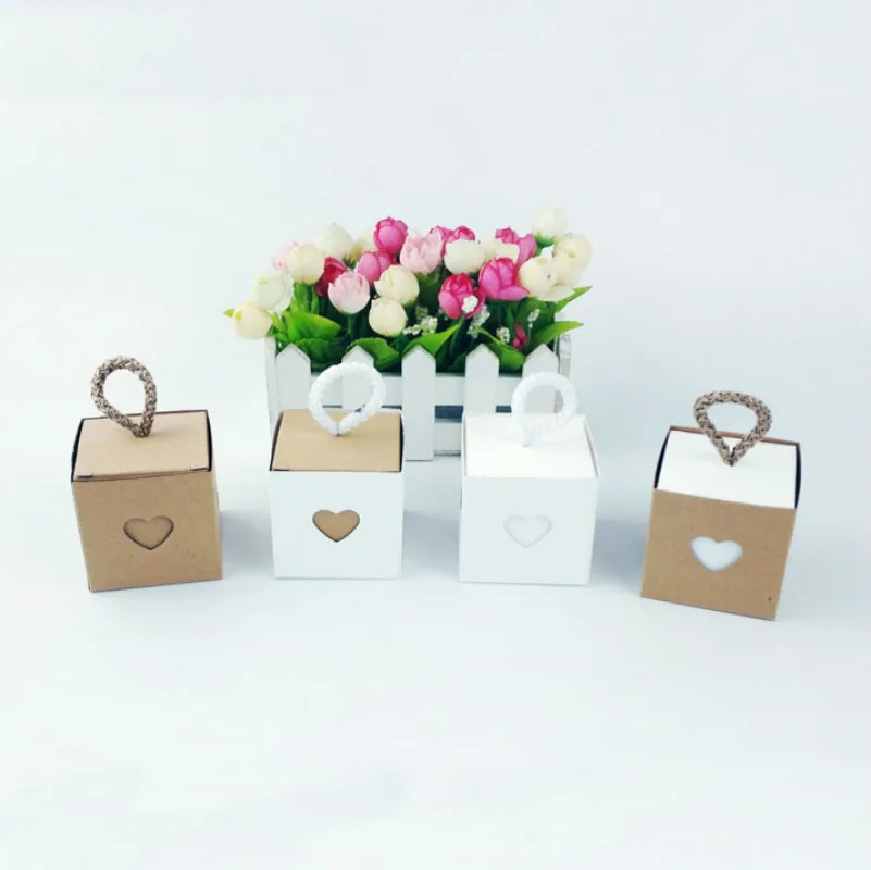 

50Pcs Kraft Paper Packing Case Candy Box Set Retro Style Gifts Favor Decor Party Celebration Bag Ribbon Tag Wedding Accessories