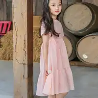 ฝ้ายฤดูร้อนสำหรับสาวสีขาว ruffles สีชมพูเด็กวัยหัดเดินชุดเด็กผู้หญิงเข่าความยาวชุดเสื้อผ้า 2018