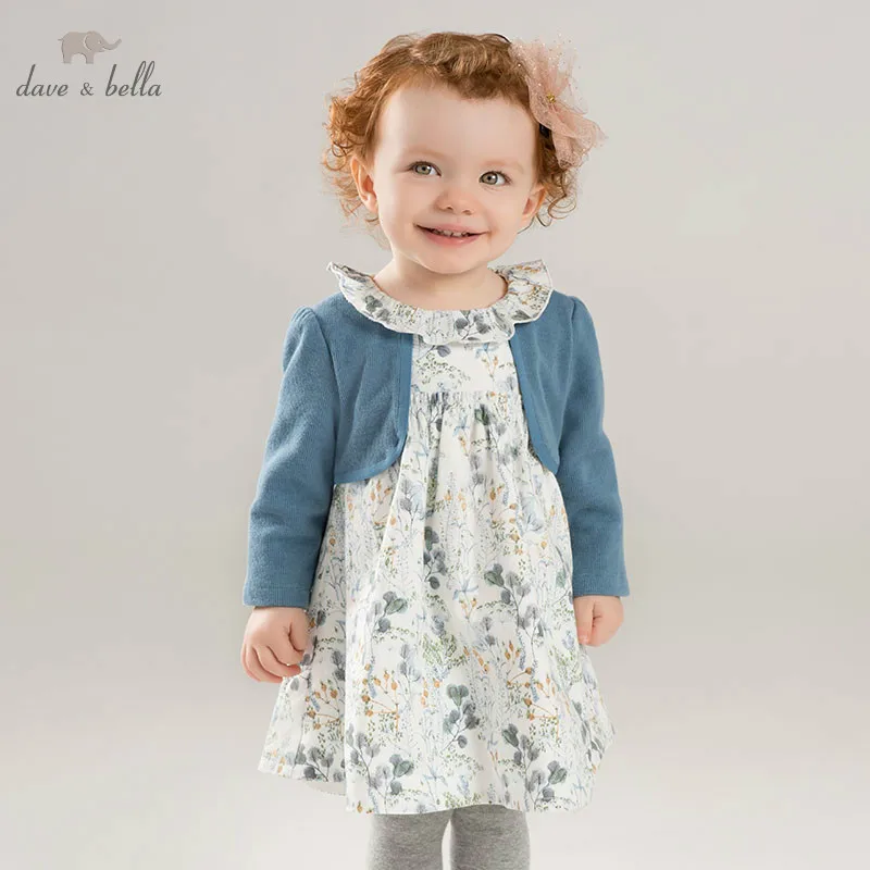 Dave bella/платье для маленьких девочек; весенние платья с длинными рукавами и цветочным рисунком; детское платье для девочек; детское Эксклюзивное Платье для дня рождения; DB8697