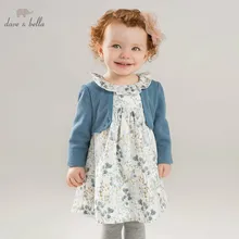 Dave bella/платье для маленьких девочек; весенние платья с длинными рукавами и цветочным рисунком; детское платье для девочек; детское Эксклюзивное Платье для дня рождения; DB8697