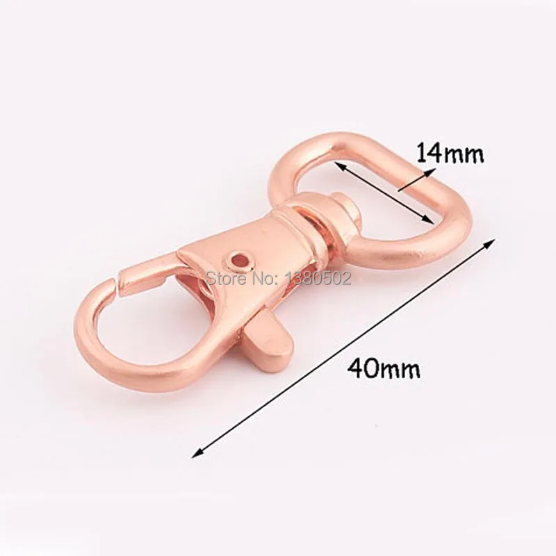 

10pcs/lot 40*14mm Lobster Clasp Clip Rose Gold Color Swivel Snap Hook Key ring