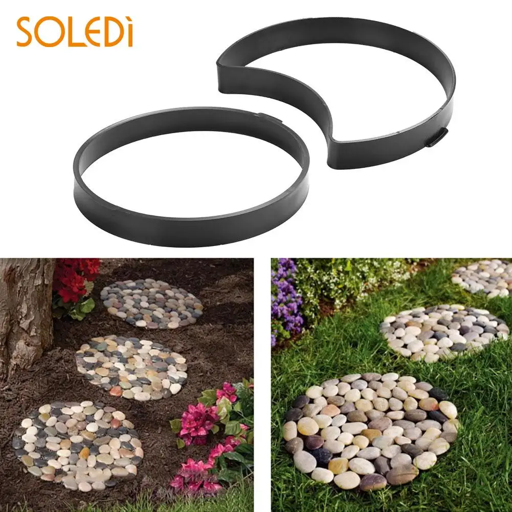 2PCS Riginality Cement Brick Molds Garden Round Pavement Mold Path