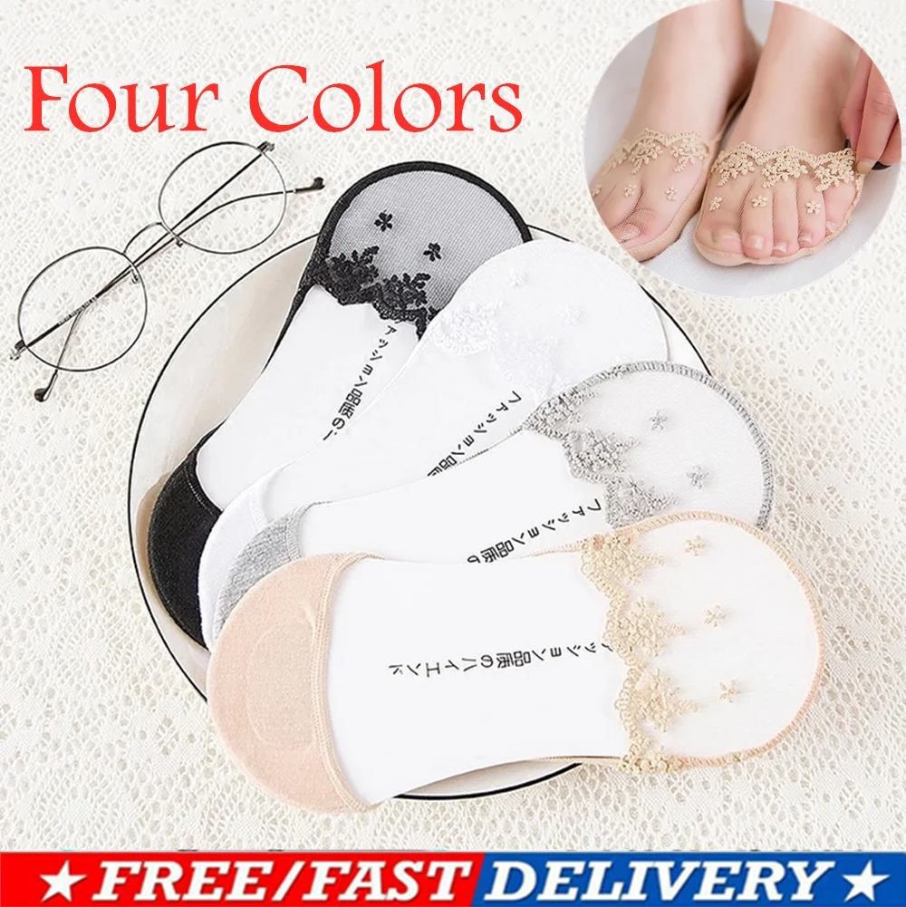

Summer Women Invisible Nonslip Loafer Lace Boat Liner Low Cut Cotton Socks New