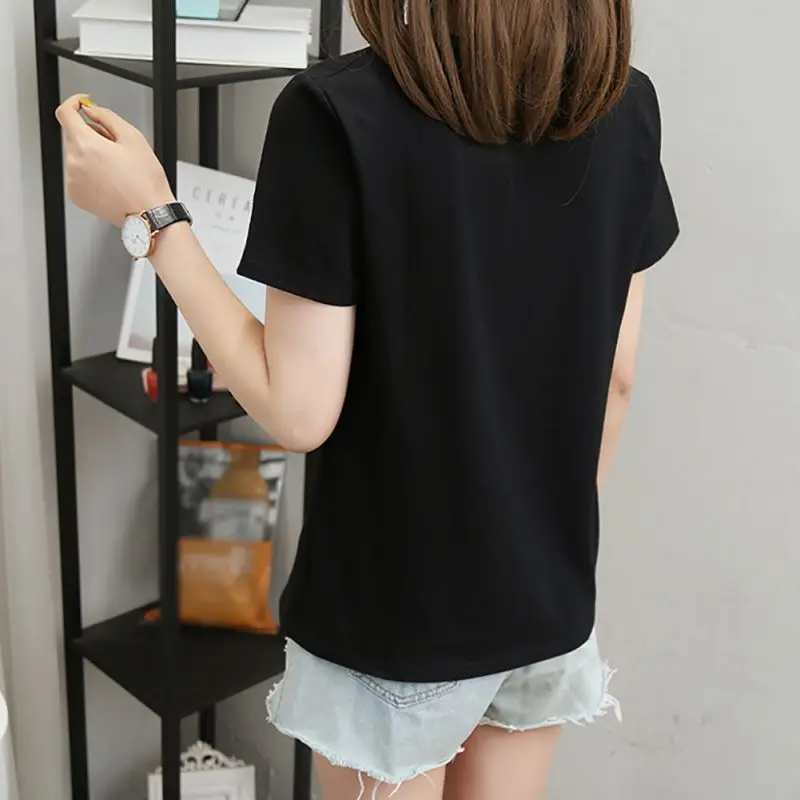 

Kawaii girl Letter Print Women T-shirts Tops Korean Style Fashion White Black Khaki O-Neck Short Sleeve Harajuku Casual Tshirt