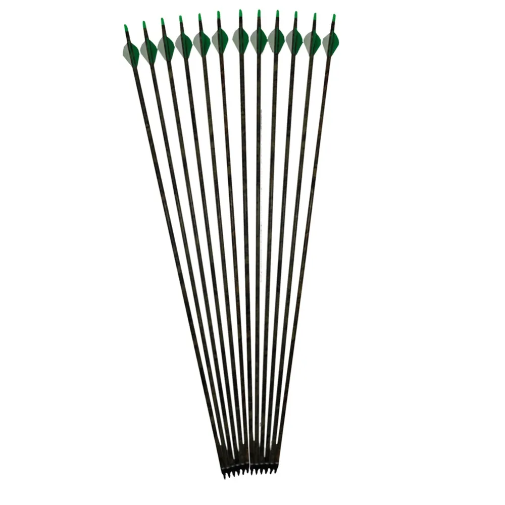 12Ppcs/ lot Archery Carbon Arrows Camo Arrow 30" Shaft OD 7.6mm With Nocks For DIY Compound