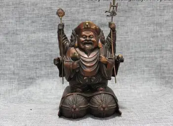 

China Feng Shui Pure Bronze Japanese Wealth Mammon God Mahakala Buddha Statue