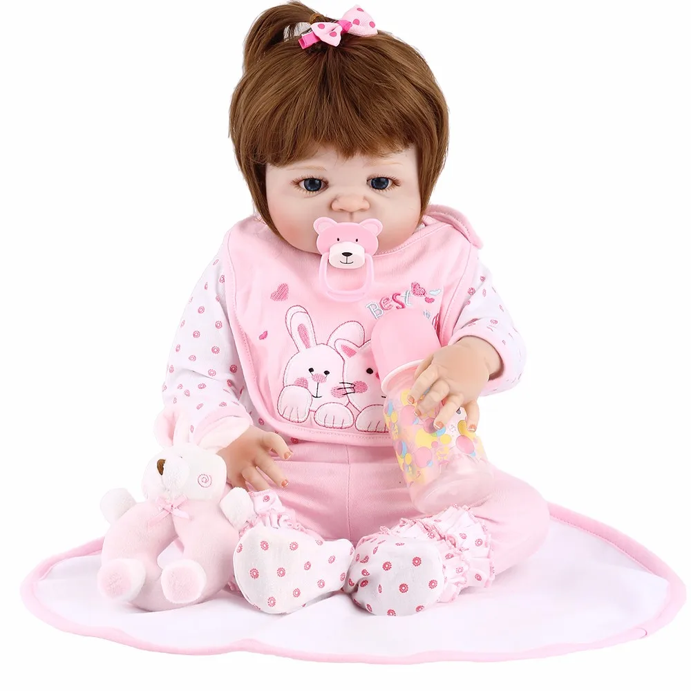 

57cm Lifelike Silicone Baby Reborn Dolls Baby Alive Newborn Full Vinyl Body Wear Infant Clothes Truly Kids Playmates 22'' Height