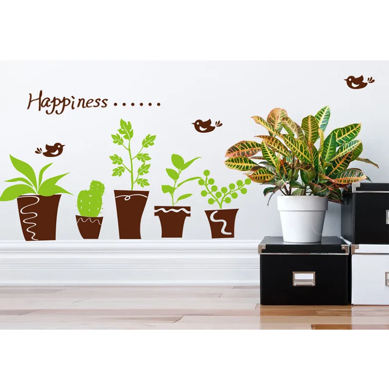 

Potted Green Plant DIY Wall Sticker Fridge Notebook Sticker Window Sticker Removable Switch Sticker Child Home Decoration
