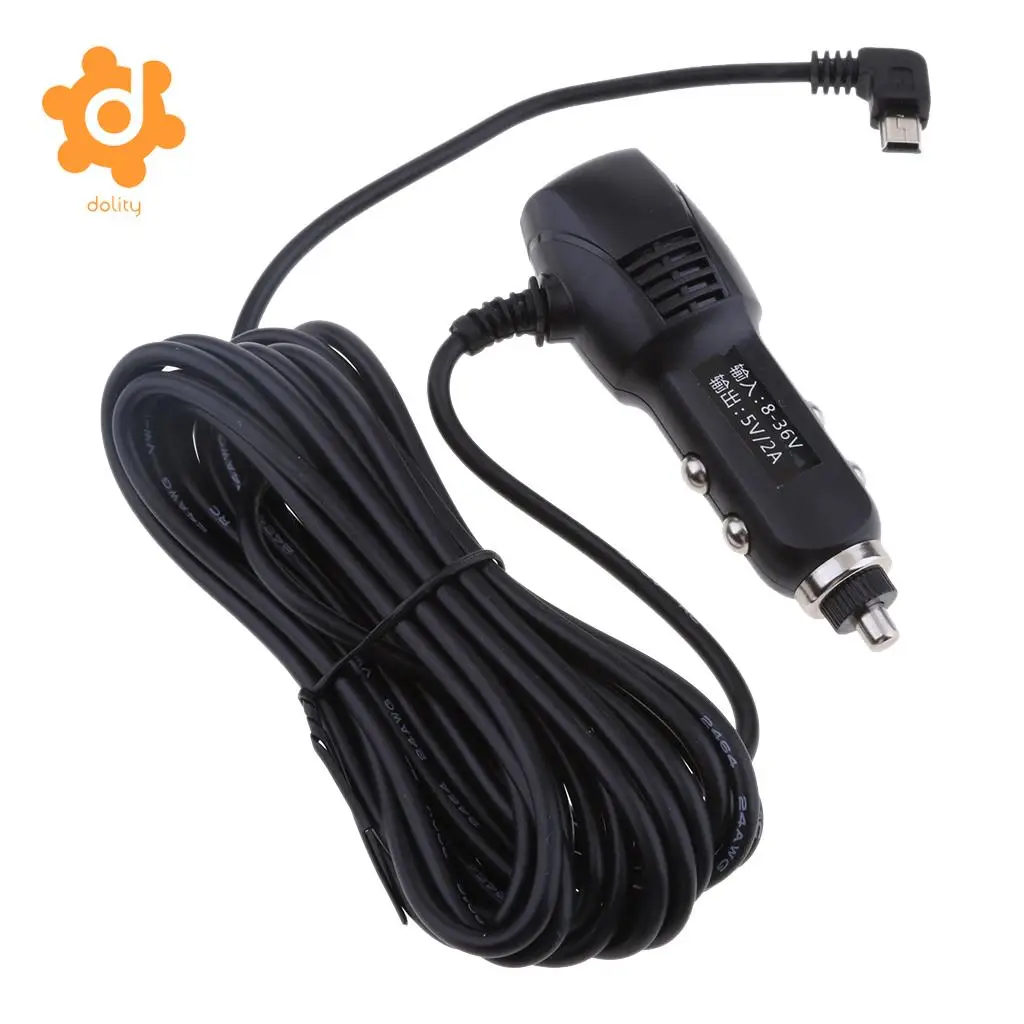 dolity DC8/36V to 5V2A Car Lighter Charger Quick Charge Mini USB Left Cable GPS DVR