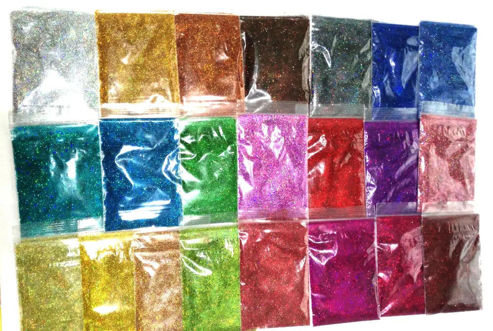 

0.2MM 22 colors Laser Holographic Colors 1/128 fine Glitter Powder for nail decoration and others DIY Accessories