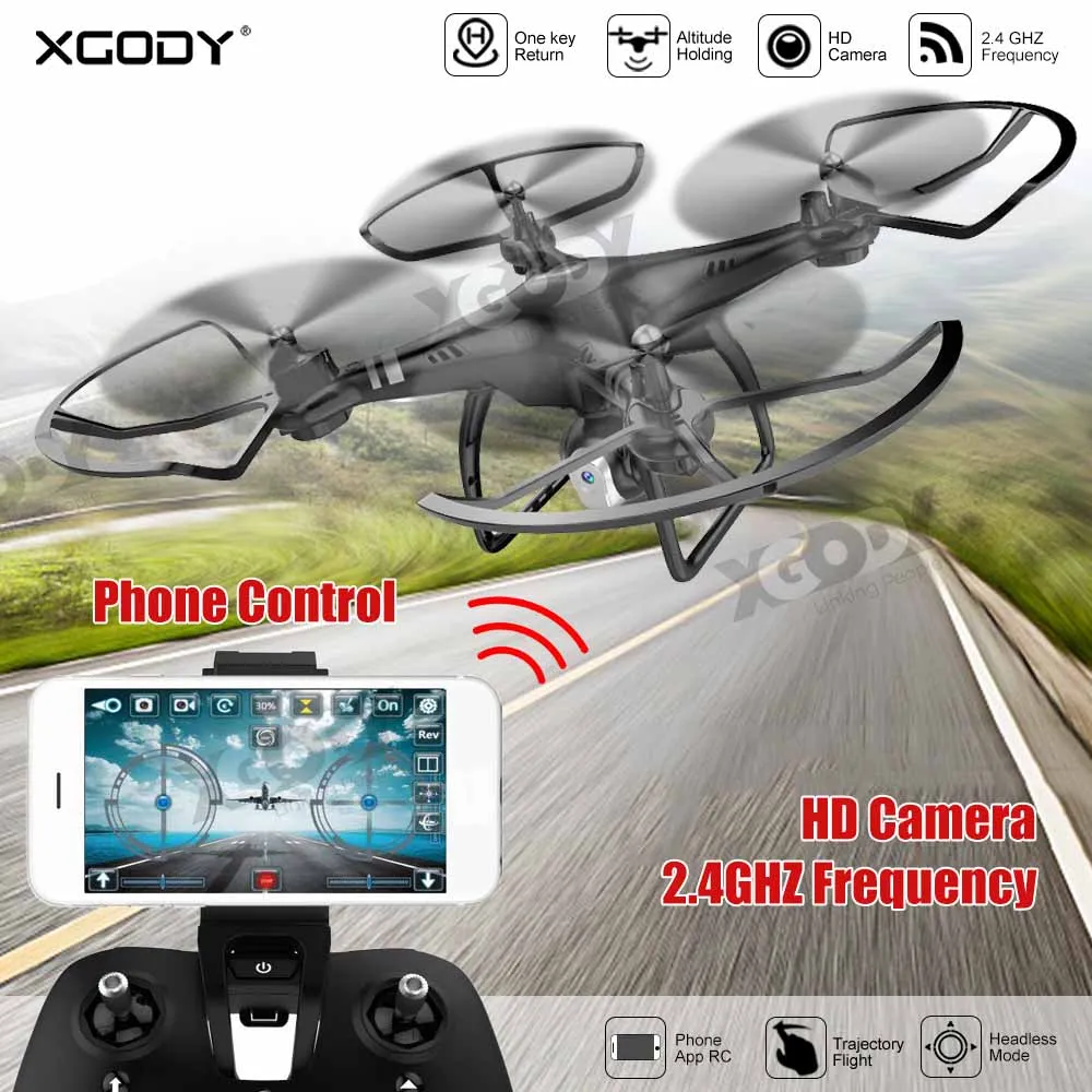 XGODY RC Camera Drone 0.3MP HD Camera Professional FPV RC Quadcopter Mini 2.4Ghz WIFI Airplane For Kids Gift
