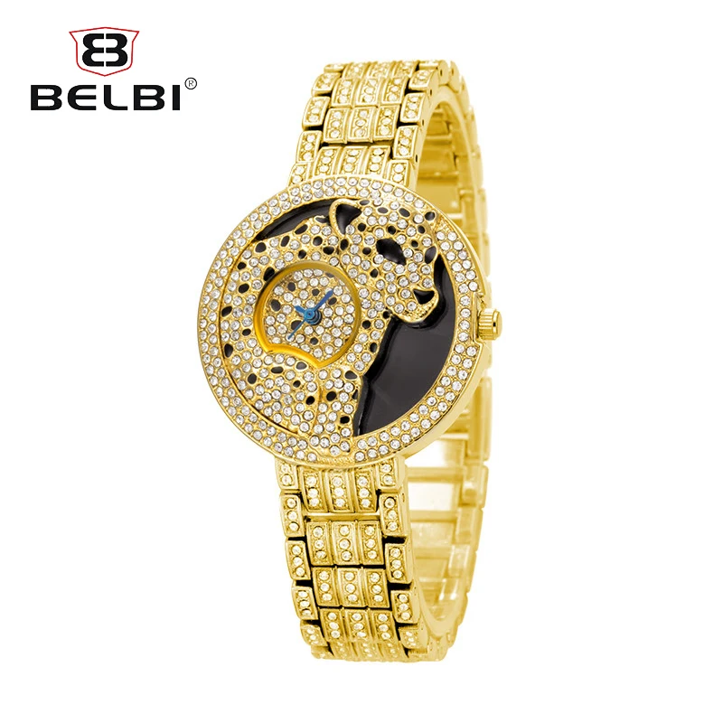 

BELBI 2018 Golden Women Watches Luxury Brand New Ladies Quartz Rhinestone wrist watches Clock Female Dress Relogio Feminino