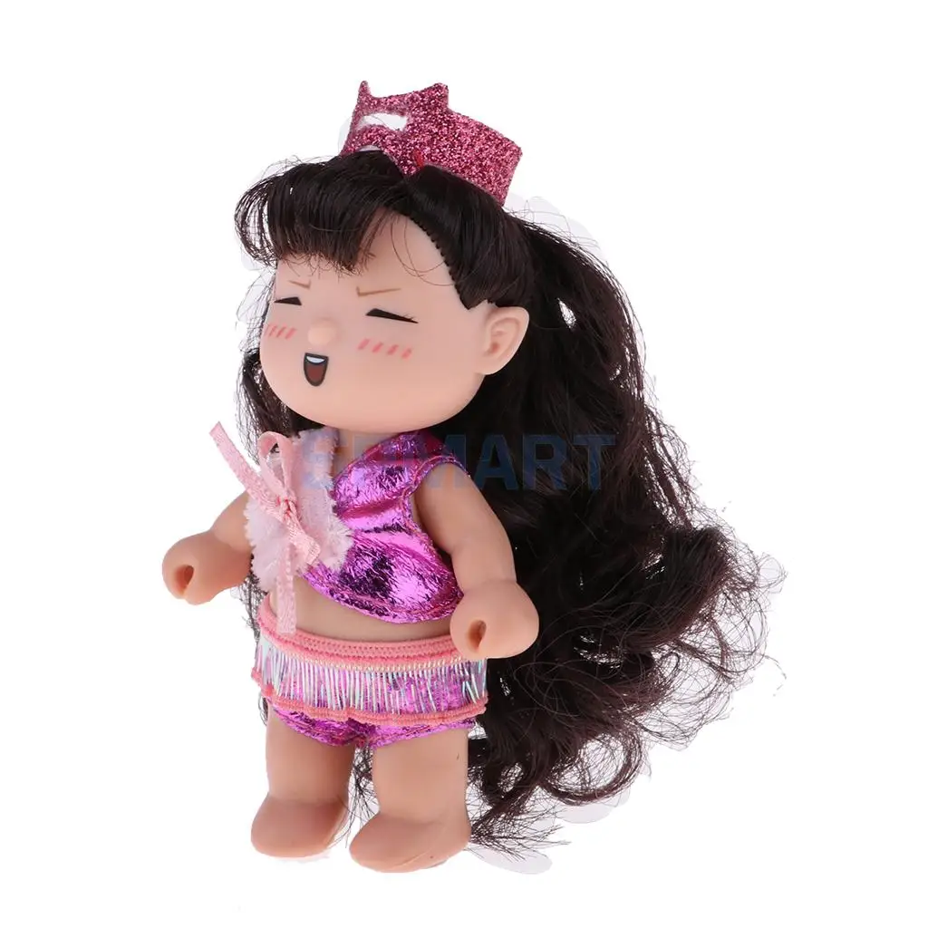 Soft Baby Dolls Toy Keychain Silicone Princess Mini Doll Miniature Dollhouse Kit with Clothes Christmas Birthday Festival Gift