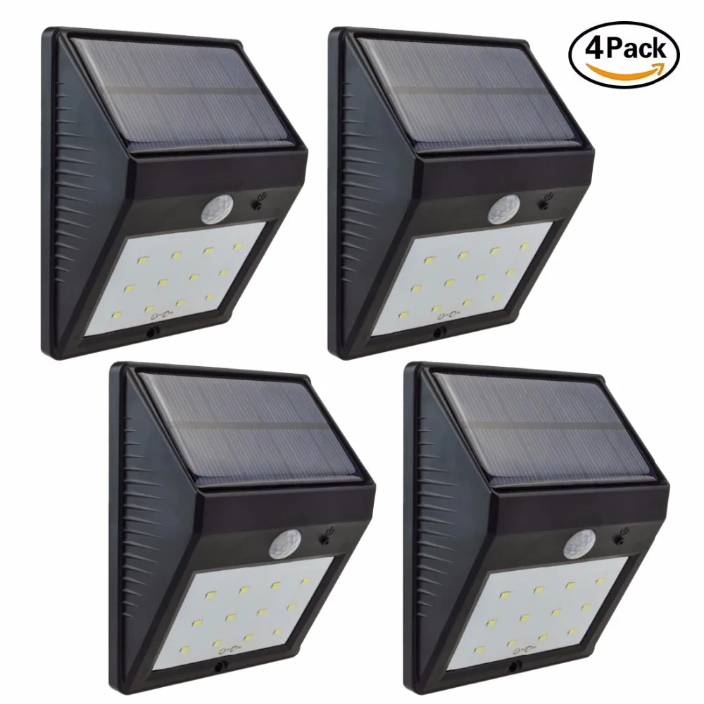 Movido a Energia Sensor de Movimento Muro de Segurança Pir sem Fio à Prova Luz do Jardim ao ar Solar Água Levou Livre Quintal Gramado Paisagem Lâmpada 4pcs 12 Ip65 d’