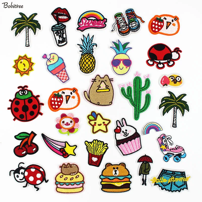 

Cartoon Cute Small Patches Iron on Transfers For Clothing Sewing Appliques Stickers for Kids Jacket Bags Decoration
