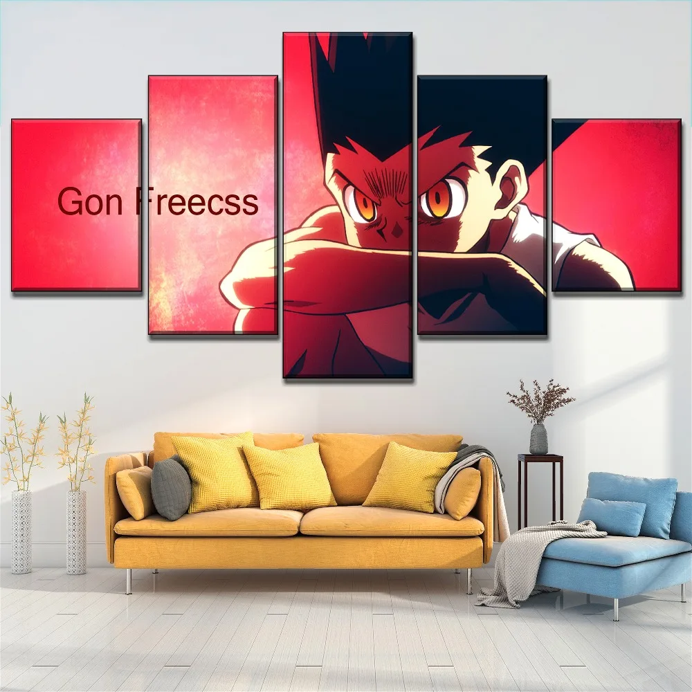 

On Canvas Printing Type And On The Wall DecorativeHunter x Hunter Animation Poster Modular Art 5 Piece Gon Freecss Picture