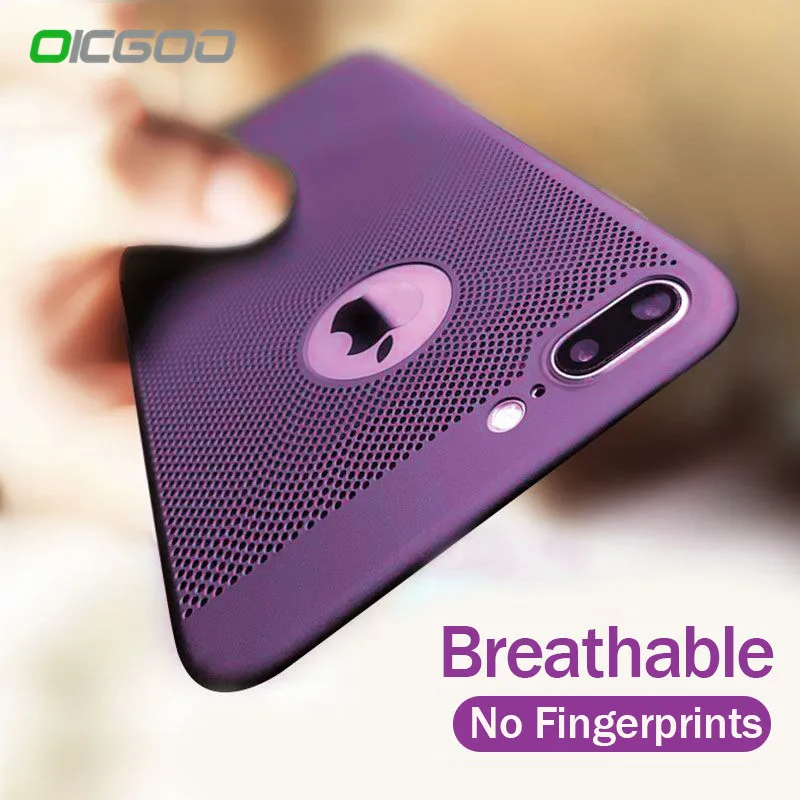 

OICGOO Heat Dissipation Phone Case For iPhone X 8 7 6 6s Plus Cases Full Cover For iPhone 6 6s 7 8 Plus X Cover Hard Back Shell
