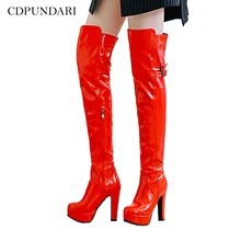 CDPUNDARI Супер Высокий каблук Сапоги выше колена женские облегающие сапоги женская зимняя обувь на платформе женская обувь