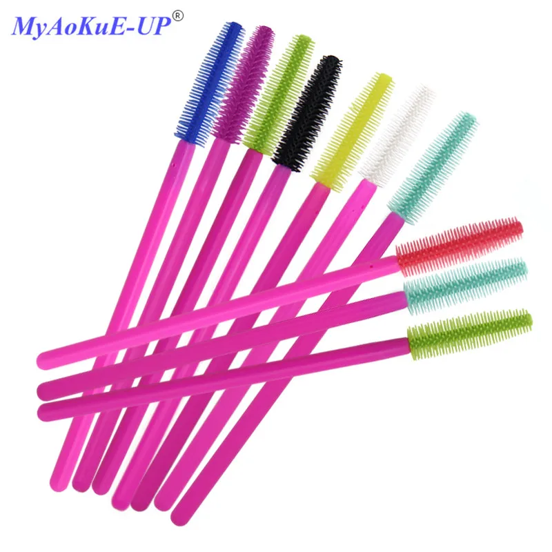 

Rose Red Handle Silicone Mascara Wand Applicator 200pcs/lot Eyelashes Tools Disposable Brush Makeup Brushes Eyelash Extension