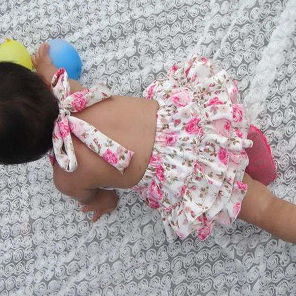 

Satin Bubble Romper Vintage Floral Petti Romper Ruffle Baby Newborn Photo Prop Vintage Infant Romper