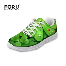 FORUDESIGNS/женские туфли на плоской подошве творческий с принтом из зеленых листьев Повседневная дышащая обувь для дам Для женщин тапочки для отдыха на плоской подошве, женская обувь