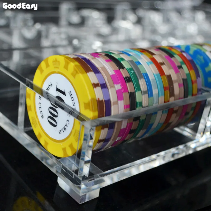 500/600 шт казино акриловый прозрачный фишки для покера игра лоток/коробка/чехол с крышкой/замок прозрачный Техас аксессуары для покера высокое качество