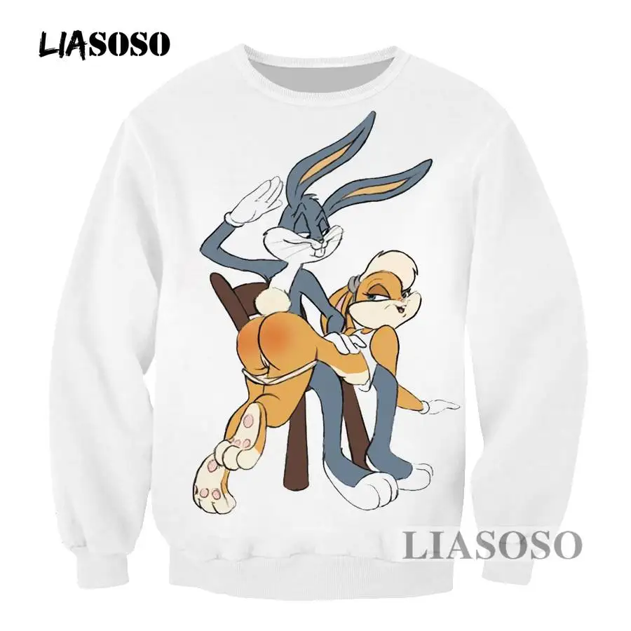 

LIASOSO 2019 Autumn Fashion Women Men Sweatshirt Bugs Bunny 3D Print Pullover Sweatshirts Hoodies Clothing Free Shipping T3354