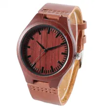 Bois Montre Mode Analogique Natrue En Bois Montre À Quartz Bande de Cuir Véritable Dames Montre-Bracelet Hommes Casual Main Horloge Montres