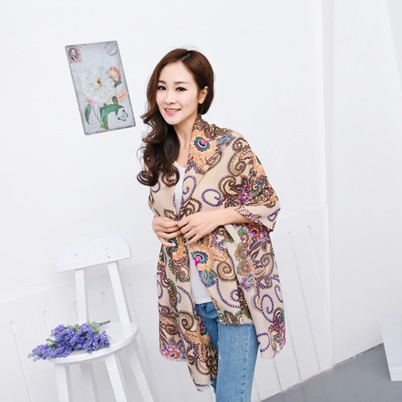 

(CC.AMILY)Summer Beach Chiffon Neck Wrap Shawl Printing Charm Warm Soft Voile Scarf For Women Ladies CC7170