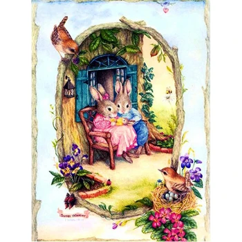 

new Square/Round 5d Diy Diamond Painting Rabbits Family Diamond Emboridery Pattern Beadworks Mosaic Needleworks Home Decor l557