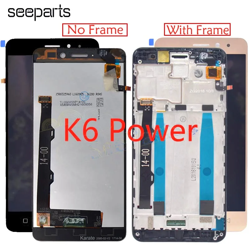

Lenovo K6 Power LCD Display Touch Screen Digitizer Assembly with Frame K33a42 k33a48 Replacement Tool 5.0" Lenovo Lenovo Display