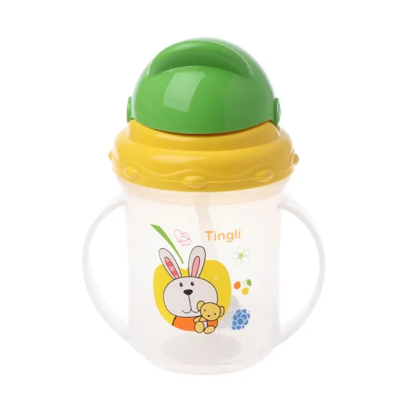 

Cute Lovely Baby Quality Feeding Bottle Straw Cup Character Pattern Drinking Bottle Sippy Cups With Handles Drop Ship De4