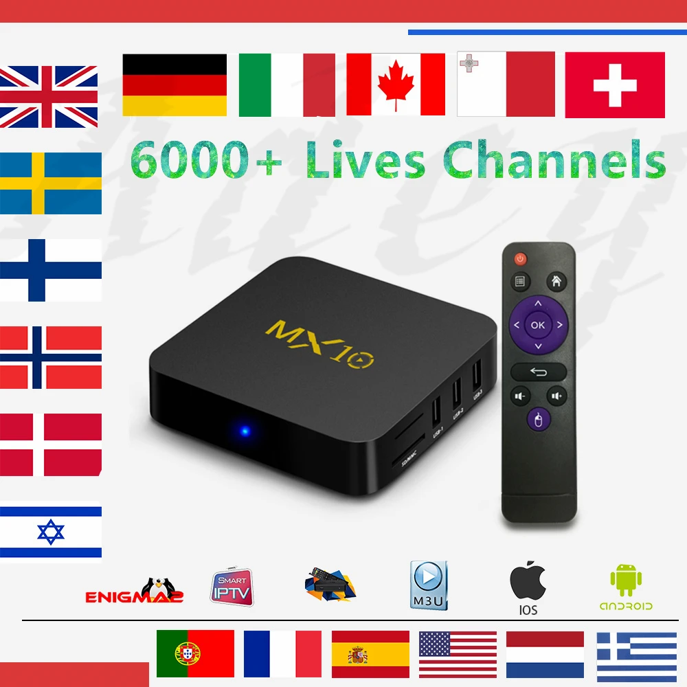 IPTV Box MX10 Android TV Box 8.1 4GB/32GB With1 year Europe iptv ...