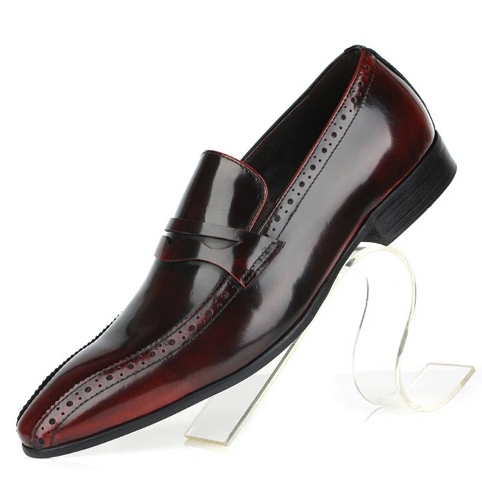 

2016 New Arrival Fashion Genuine Leather Formal Brand Man Italian Loafers Men's Dress Patent Leather Flats Shoes For Man GLM062