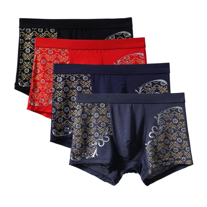 4Pcs/lot Male Underpants Men Underwear Boxers Fashion print High Quality Modal large size Boxers Men Boxer Homme Boxershorts