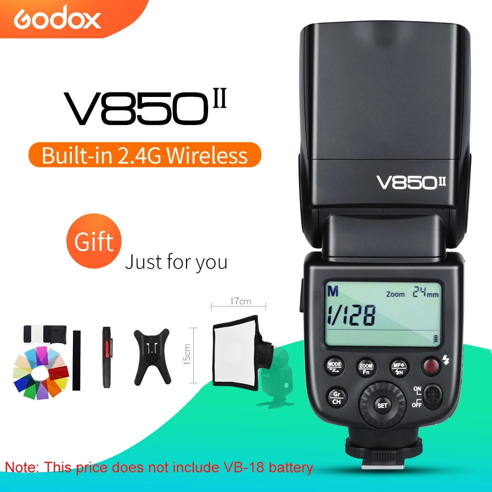 

Godox V850II GN60 2.4G Wirless X System Speedlite w/ Flash Light Without VB18 Battery for DSLR Cameras