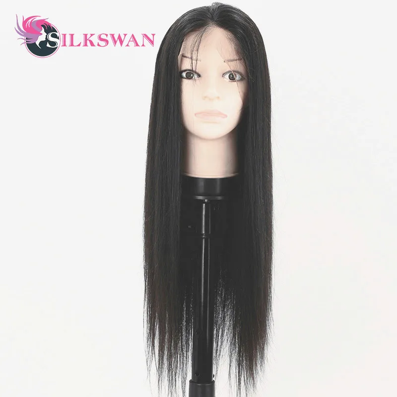 Silkswan Brazilian Straight 13x4 Lace Front Human Hair Wigs Remy Hair 10-24 Inch 150 Density Wigs With Pre plucked Hairline