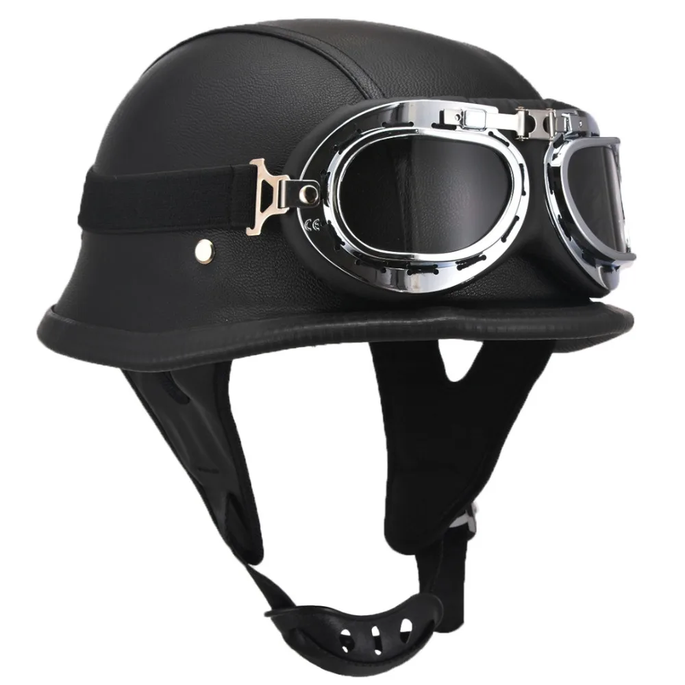 Fashion WWII Style German Motorcycle Half font b Helmet b font with Goggles Chopper Biker Pilot