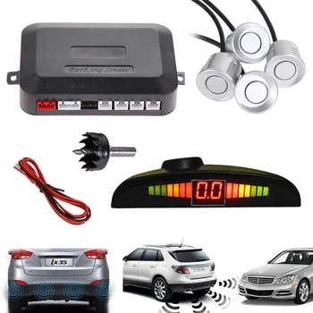 

Car Radar Parking Sensor Monitor With 4 Sensors 12V LEDAuto Reverse Backup Radar Detector System LED Display 4 Colors to Choose