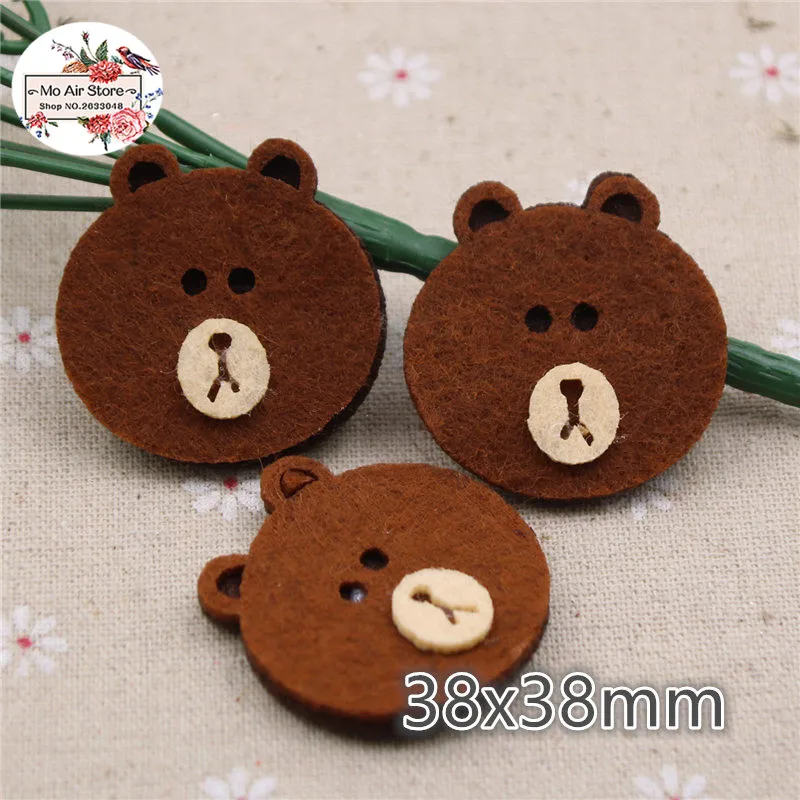 

10pcs 38mm bear Non-woven patches glitter Felt Appliques for clothes Sewing Supplies