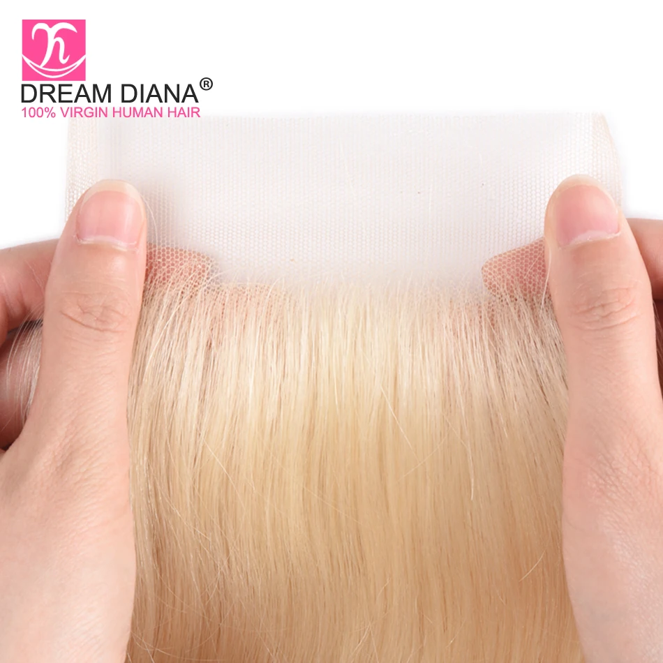 DreamDiana 613 блонд волнистые пучки с закрытием Remy перуанские светлые волосы пучки 613 пучки с закрытием человеческие волосы