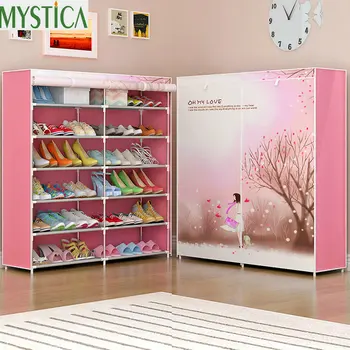 

2019 NEW Simple Large Capacity Storage rack Dustproof Multilayer Cloth Shoe Organizer Cabinet 6-8 layer Double Row Shoe Shelf