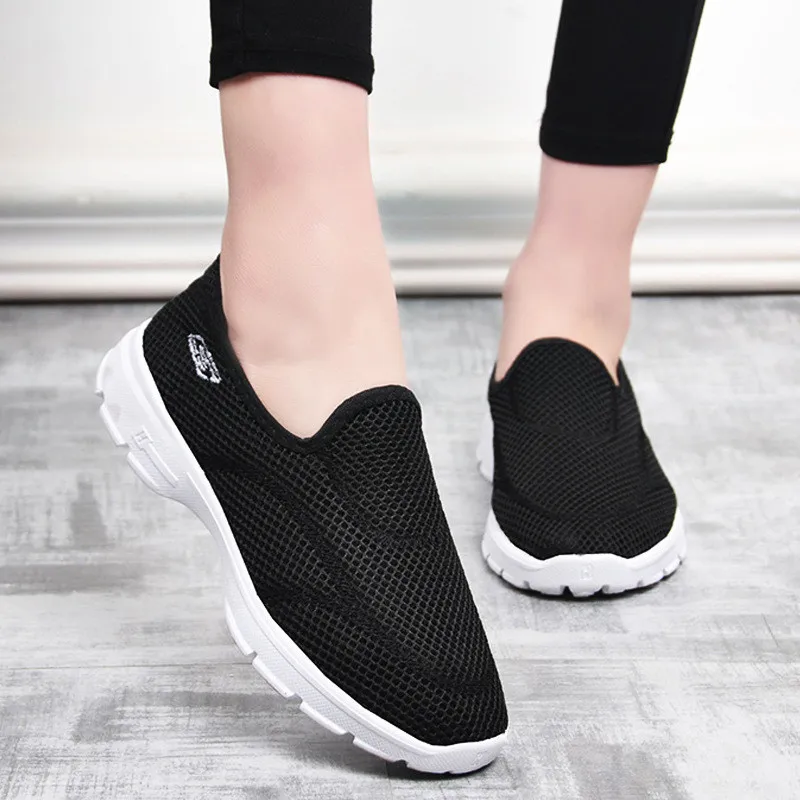 

2019 Women's Shoes Summer Breathable Mesh shoes leisure comfortable wild mesh lazy shoes Platform basket Slip-On women sneakers