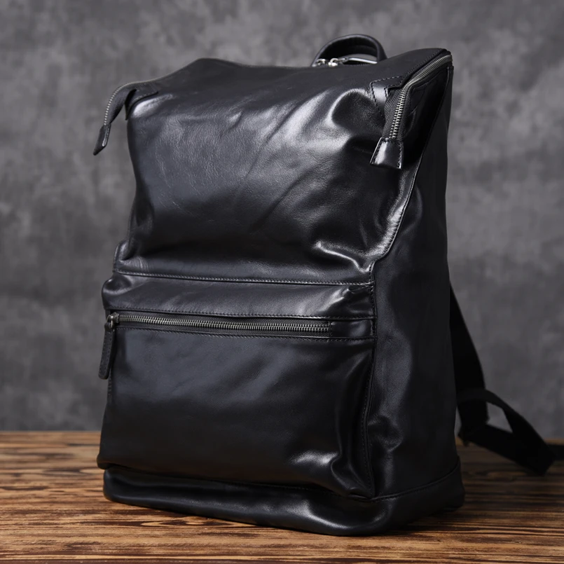 

Men Genuine Leather Backpack Business Casual Knapsack Soft Cowhide Computer Backpacks Multi-functional Large Capacity School Bag