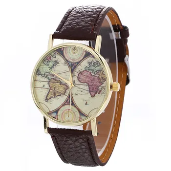 

Gofuly 2020 New Map Pattern Watch Fashion Women Men Leather Watch Quartz Wristwatches Clocks Relojes Mujer Relogio Feminino Gift