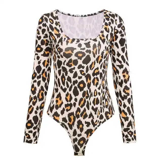 Leopard Printed sexy bodysuit 2019 autumn long sleeve slim women