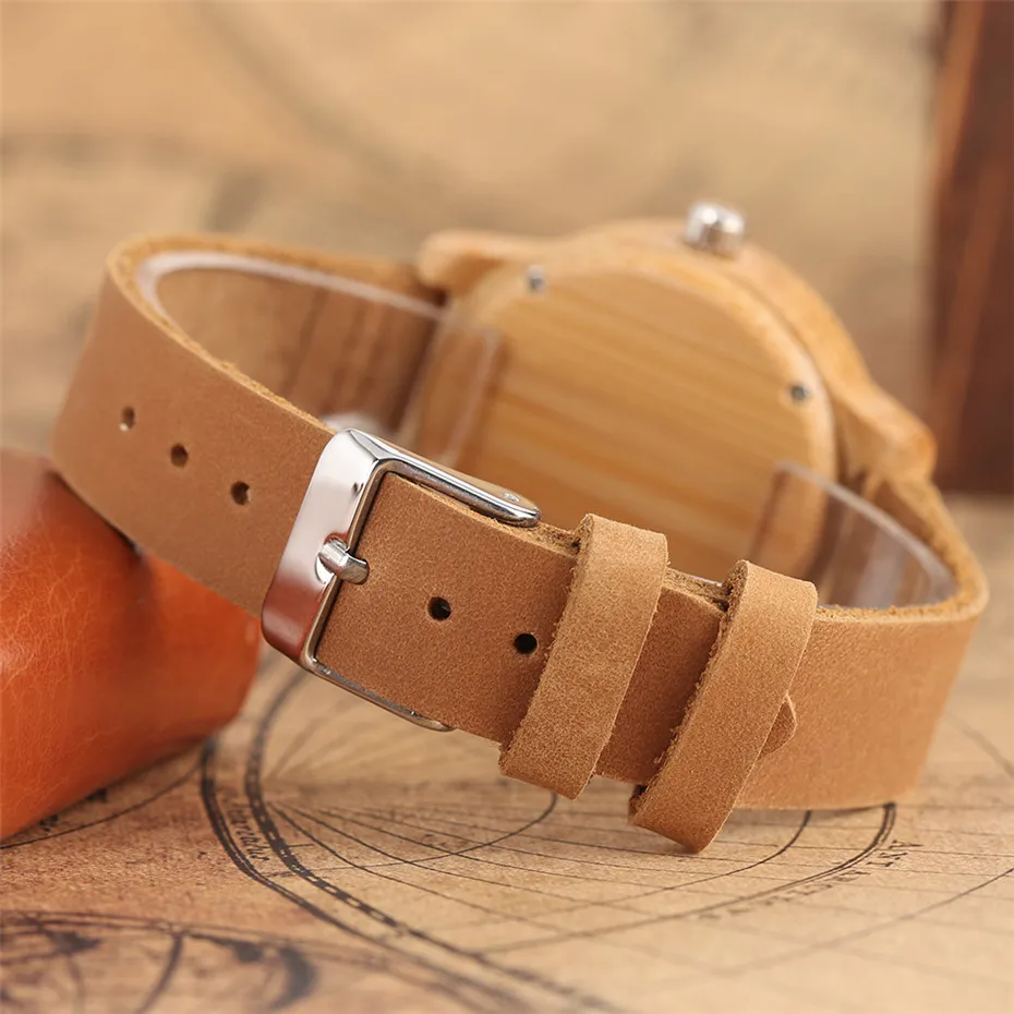 YISUYA Bamboo Watch Women Creative Nature Wood Ladies Watches Gift Simple Genuine Leather Band Wristwatch 2017 New Arrival  (3)