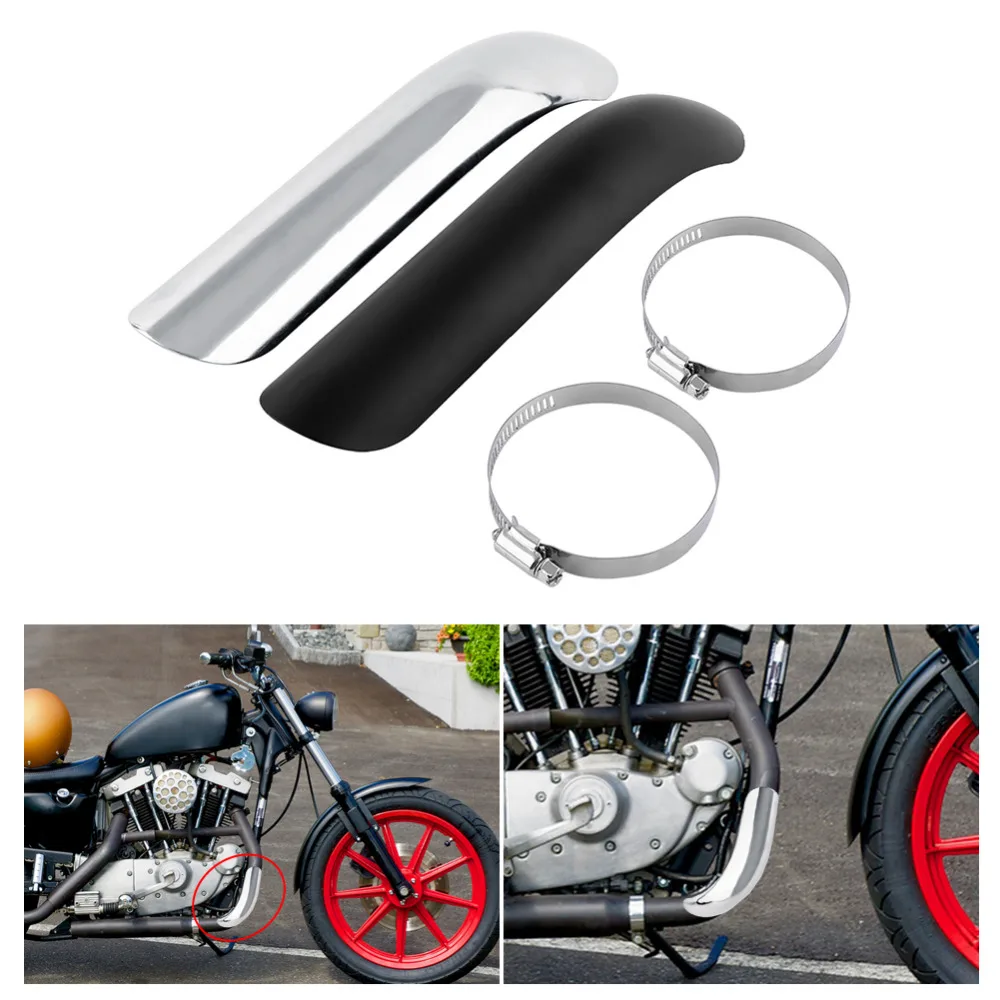 Black 10" Universal Motorcycle Exhaust Muffler Pipe Heat Shield Cover Heel Guard 